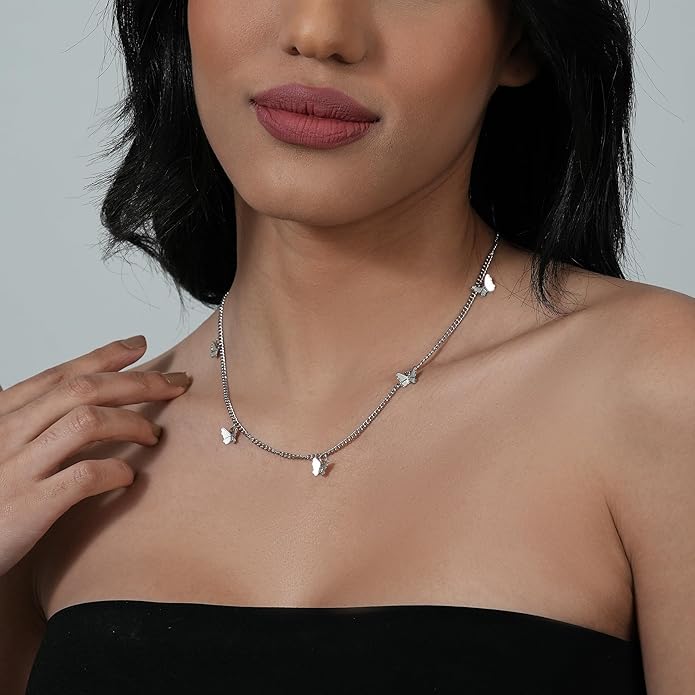 Dainty Gold Butterfly Bow Necklace for Women,18k Gold Plated Choker Necklaces for Women Waterproof & Daily & Simple, Gold Jewelry for Women