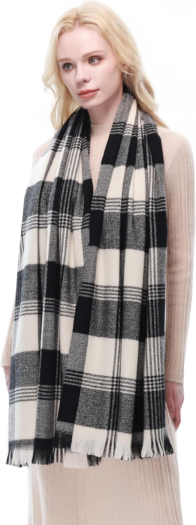 RIIQIICHY Plaid Scarf for Women Fall Winter Pashmina Scarves Wraps for Cold Weather Warm Large
