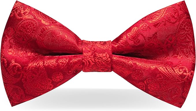 JEMYGINS Paisley Pre-tied Bow Tie and Pocket Square Cufflinks Lapel Pin Sets for Men 4PCS