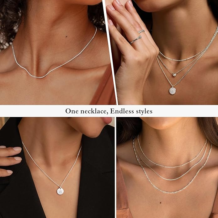 IEFWELL S925 Sterling Silver Chain Necklace for Women - 14K-Real-Gold-Plated 1.5mm Satellite Bead Chains Necklace, Hypoallergenic Sturdy Women's Chain Necklaces, 14/16/18/20/22/24 Inches Jewelry Gifts