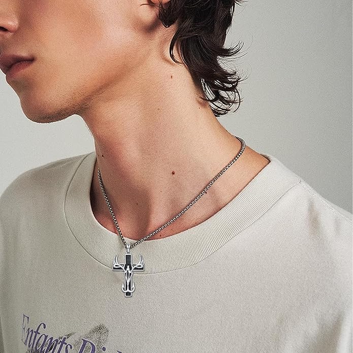 KoyeKei Cross Necklace for Men 925 Sterling Silver Celtic Cross Pendant Christian Jewelry Religious Christmas Gifts for Women