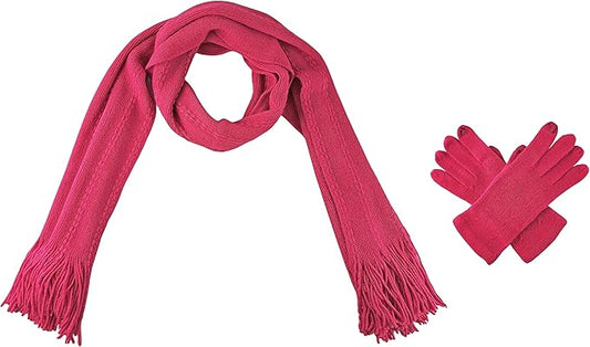 BRUCERIVER Women's Ultra Soft Knit Scarf & Glove Set Touchscreen Function Cable Design