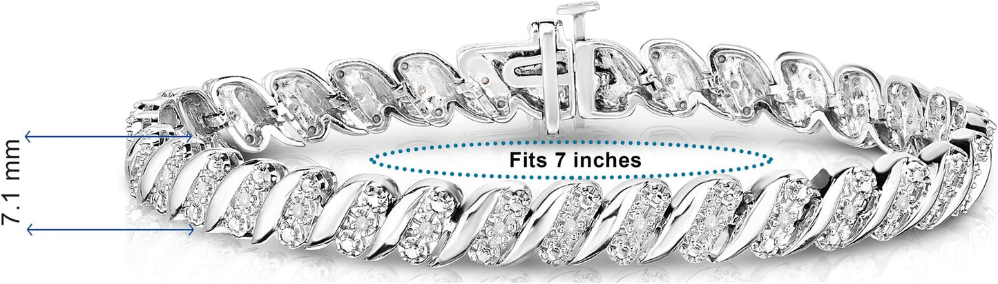 NATALIA DRAKE 1/4 Cttw Wave Link Diamond Tennis Bracelet for Women in 925 Sterling Silver Color I-J/Clarity I2-I3