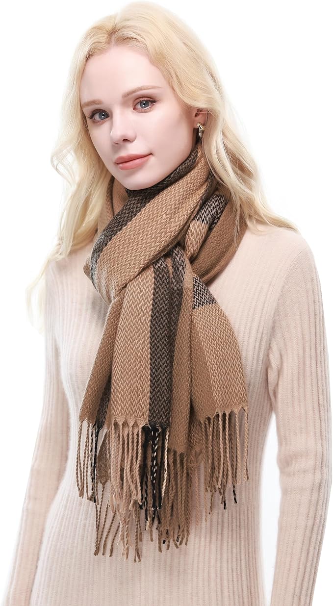 RIIQIICHY Plaid Scarf for Women Fall Winter Pashmina Scarves Wraps for Cold Weather Warm Large