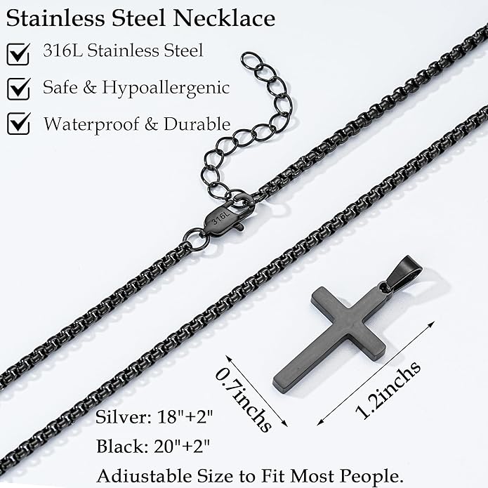 Valentines Day Matching Couple Stuff Cross Necklaces Idea Gifts for Men Women, Anniversary Birthday Engagement Gifts for Couple Boyfriend Girlfriend Husband Wife Love You Forever Cross Necklaces
