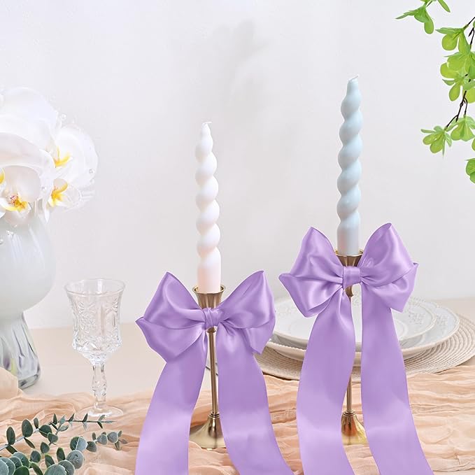 LEEQE Double Face Light Purple Satin Ribbon 2 inch X 25 Yards for Gift Wrapping Very Suitable for Weddings Party Hair Bow Invitation Decorations and More