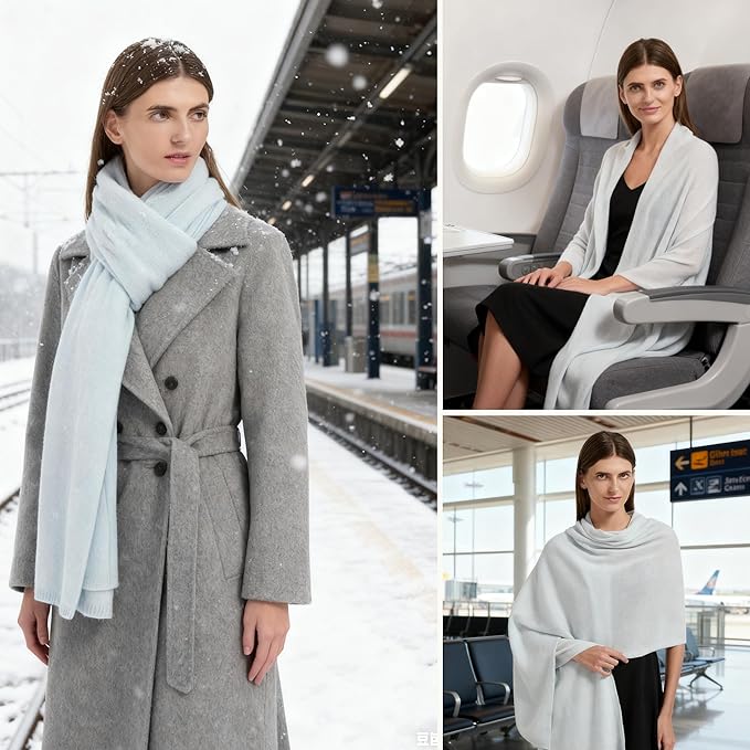 Erdenech Luxury Cashmere Wool Blend Wrap for Women, All-Season Travel Wrap Shawl, Extra Large Blanket Shawl Scarf Pashmina