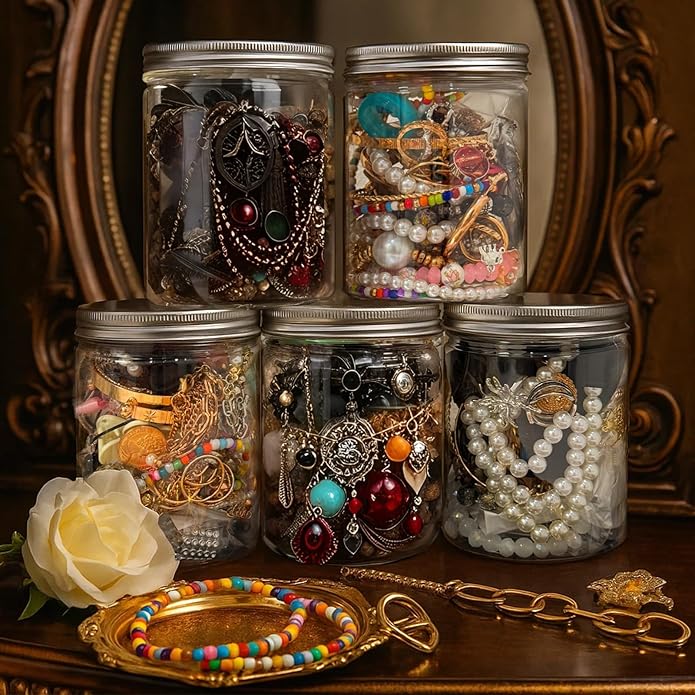 SMUOBT Mystery Jewelry Jar Bundle - 40-45 Piece Surprise Jewelry Box for Women Gift Set (Necklace, Earrings, Rings,Bracelet,Keychain, Hair Clip) - Unique Birthday Gift for Her