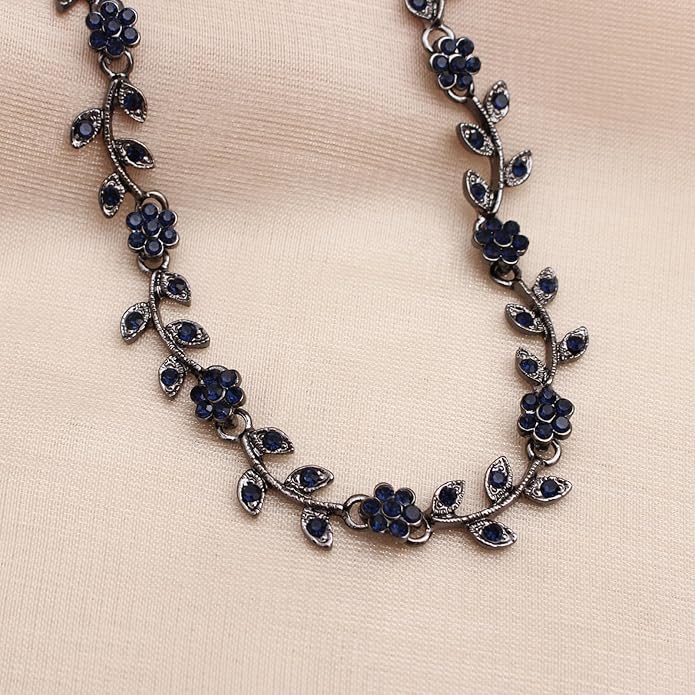 Austrian Crystal Rhinestone Choker Necklace Dangle Earring Link Bracelet Jewelry Set for Brides Bridesmaid Prom Costume Accessories for Women