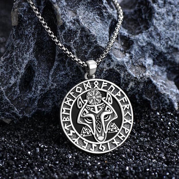 Taioiat viking Pendant Necklace for Men Nordic Celtic 925 Sterling Silver Vintage Mjolnir Jewelry Norse Vikings Gift for Women