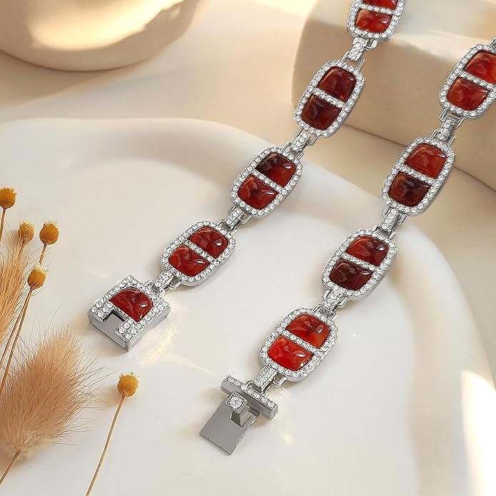 Chunky Necklace for Women 12 Colors Diamond Stone Gold Statement Necklace for Women Full Trendy Blue Birthstone Choker Necklace for Women Square Design Necklace Jewelry