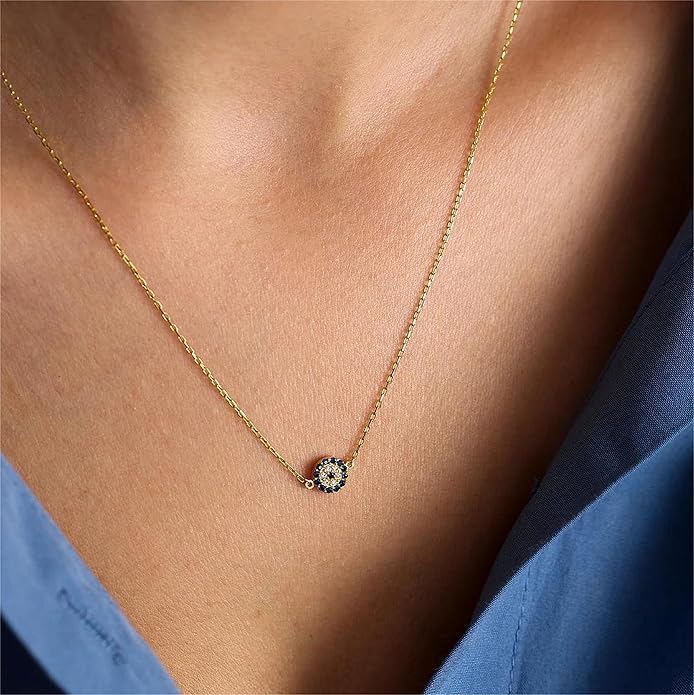 Collner 14K Gold Heart Pendant Necklace for Women Dainty Star Necklace Tiny Evil Eye Choker Necklace Boho Crescent Moon Necklace Minimalist Jewelry