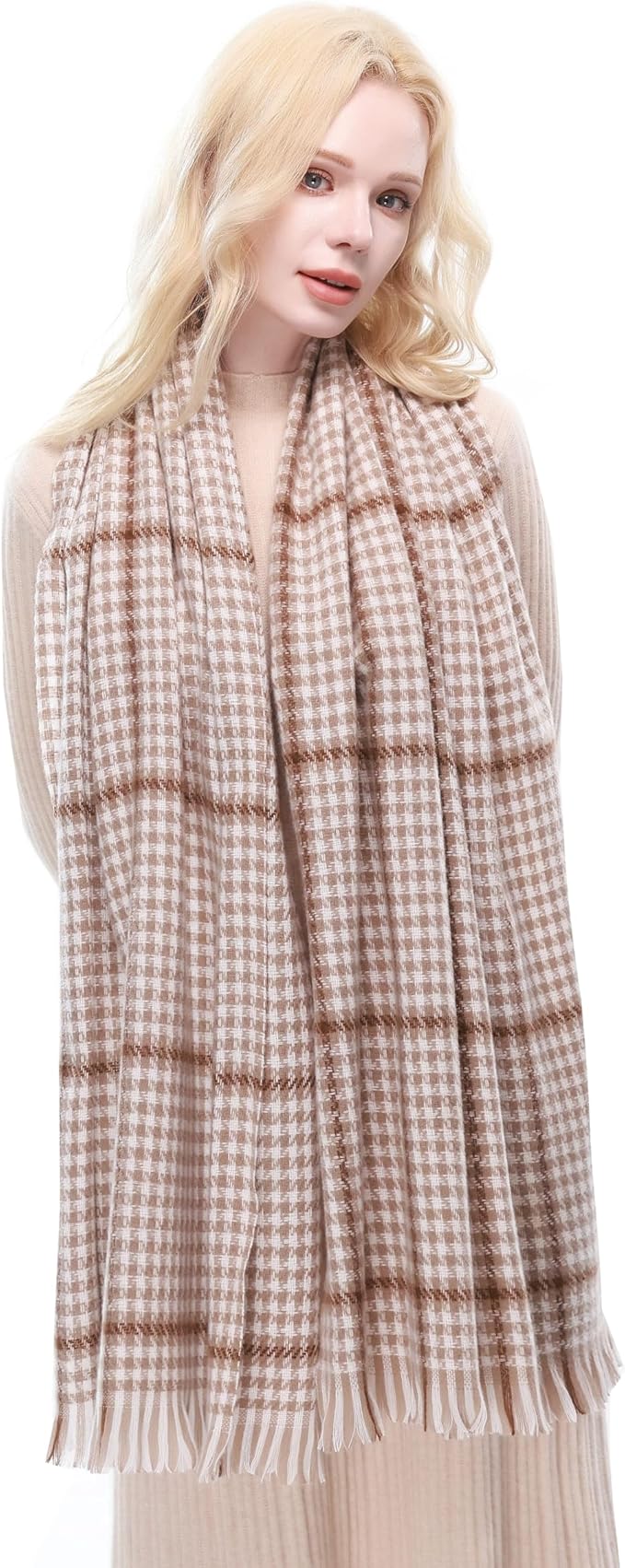 RIIQIICHY Plaid Scarf for Women Fall Winter Pashmina Scarves Wraps for Cold Weather Warm Large