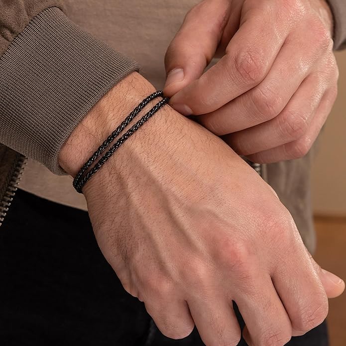 Galis Mens Bracelet Dvir - Stainless Steel for Men, Non Tarnish Rope Chain Bracelets, Stylish Birthday, Gift for Men, Dad, Husband, Boyfriend
