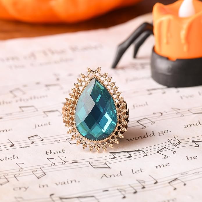 RareLove Vintage Blue Rhinestone Alloy Metal Teardrop Brooch For Women