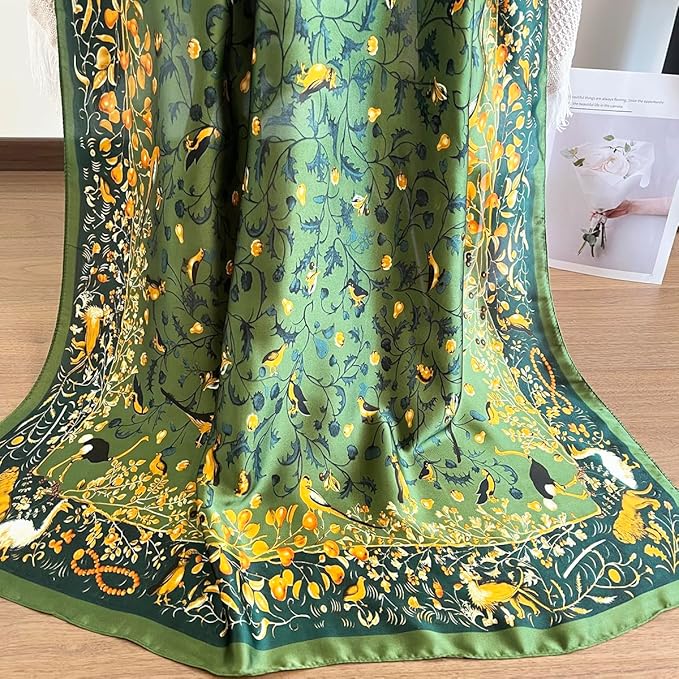 Long Silk Like Scarf Lightweight Satin Scarves Large Sunscreen Shawl Wrap for Women