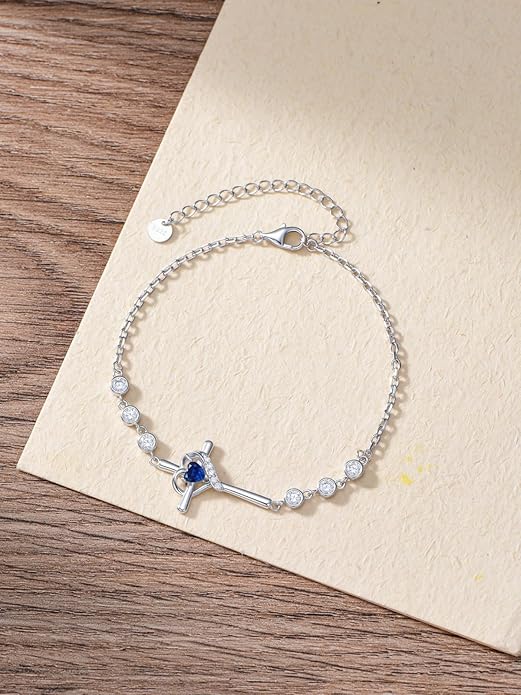 Cross Birthstone Charm Link Bracelet 925 Sterling Silver Cross Bracelet with 12 Months Birthstone Religious Christian Jewelry Gifts for Women Mom Her,Chain Length 7"+2" Extend