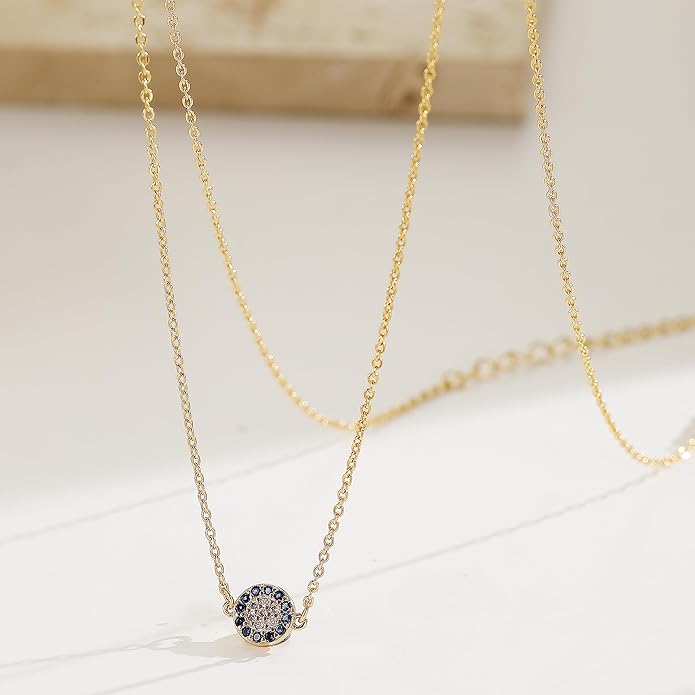 Collner 14K Gold Heart Pendant Necklace for Women Dainty Star Necklace Tiny Evil Eye Choker Necklace Boho Crescent Moon Necklace Minimalist Jewelry