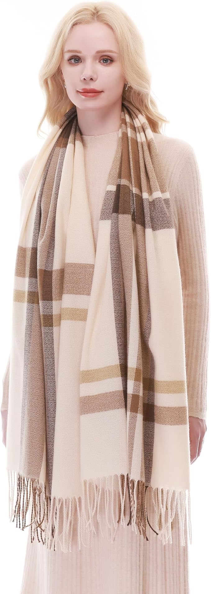 RIIQIICHY Plaid Scarf for Women Fall Winter Pashmina Scarves Wraps for Cold Weather Warm Large