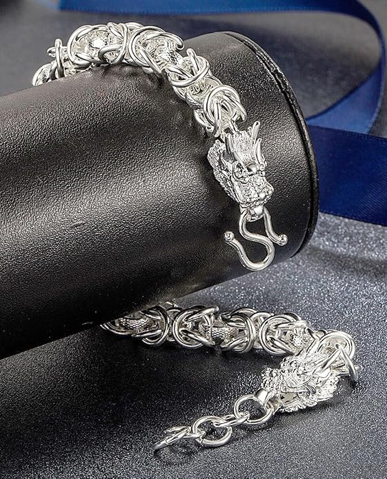 Italian Handmade Sterling Silver Mens Bracelets | Solid S925 Chain Bracelets for Men | Men's Silver Bracelet Gift for Dad, Boyfriend, Son, My Man