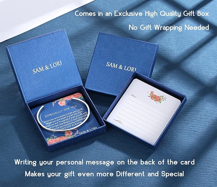 SAM & LORI Personal Bracelets for Teens/Women-Inspirational Jewelry Gifts (Various Designs) for Daughter/Sister/Mom/Friends-Adjustable Bracelet in a Pretty Gift Box