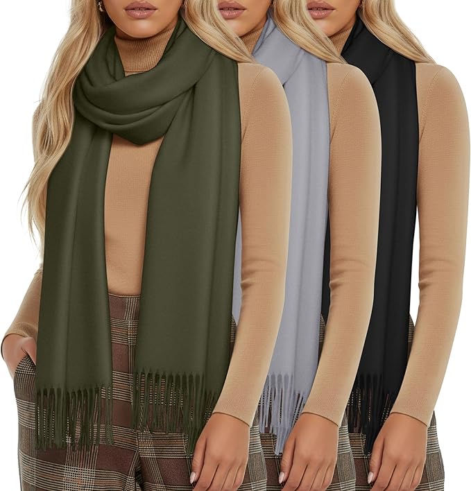 Oakgarden 3 Pack Winter Scarf for Women Pashmina Scarves Shawl Wraps Bridesmaid Gifts for Evening Dresses