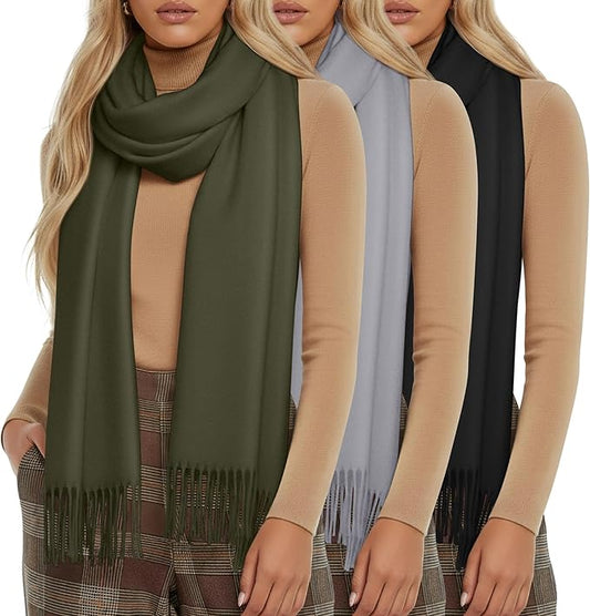 Oakgarden 3 Pack Winter Scarf for Women Pashmina Scarves Shawl Wraps Bridesmaid Gifts for Evening Dresses