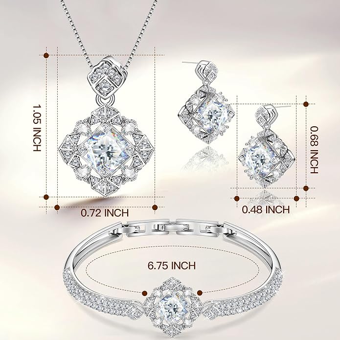 Blissful Angel Womens Jewelry Set Bracelet Necklace and Earrings Sets Crystal Jewelry Set For Wife Girlfriend Or Mothers Idea Gift For Special Women in Life