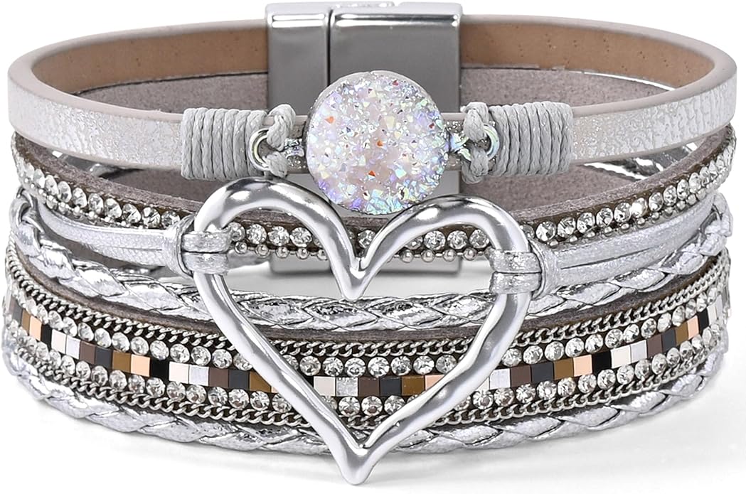 VIBILIA Boho Leather Wrap Bracelets for Women Multi-Layer Bracelets with Strong Clasp Jewelry for Women