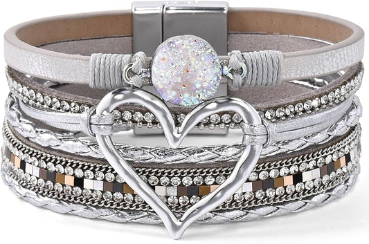 VIBILIA Boho Leather Wrap Bracelets for Women Multi-Layer Bracelets with Strong Clasp Jewelry for Women