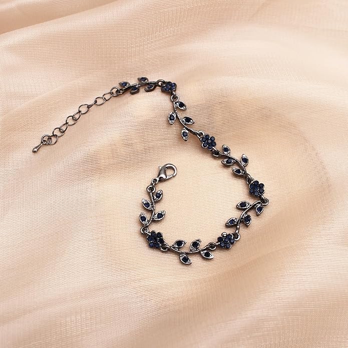 Austrian Crystal Rhinestone Choker Necklace Dangle Earring Link Bracelet Jewelry Set for Brides Bridesmaid Prom Costume Accessories for Women