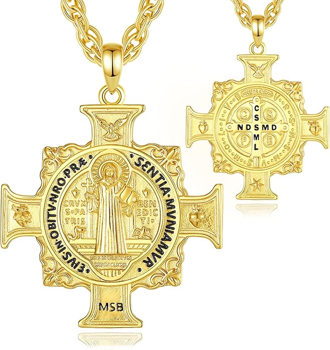 EUDORA 925 Sterling Silver St Christopher/St Benedict/St Michael/Virgin Mary/San Judas Tadeo/Good Shepherd Cross/Archangel Necklace Medal Pendant Protection Religious Amulet Jewelry For Men Women