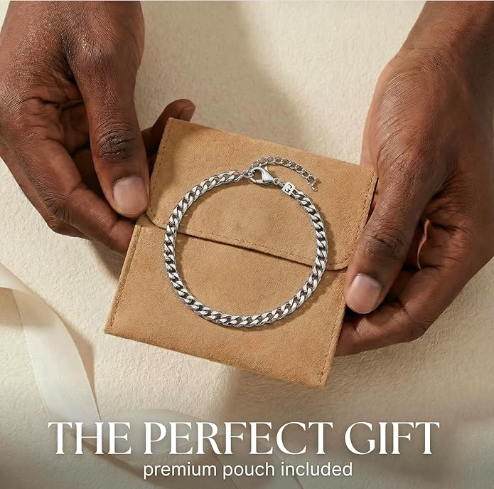Galis Mens Bracelet - Cuban Link or Box Chain Layered Chain For Men - Premium Stainless Steel, Gift for him, Gold, Silver, Black Bracelet For Men 7-8" Size, 3-5mm Thick