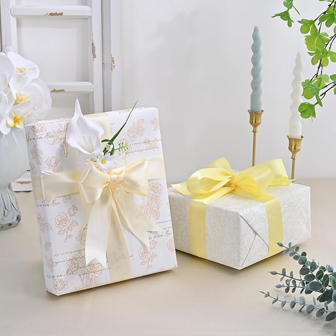 LEEQE Double Face Cream Satin Ribbon 1-1/2 inch X 50 Yards Polyester Cream Ribbon for Gift Wrapping Very Suitable for Weddings Party Hair Bow Invitation Decorations and More