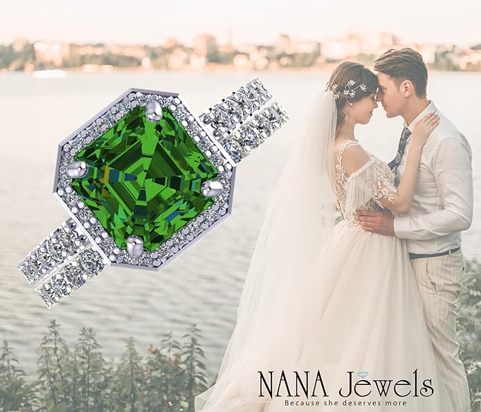 NANA Jewels Sterling Silver Engagement Rings for Women - Choose Simulated Morganite, Citrine, Aquamarine & More