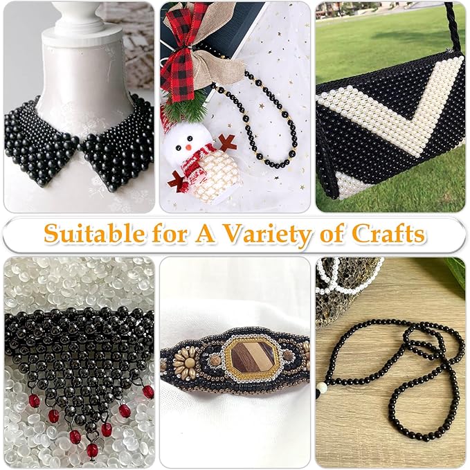 Anezus 2205Pcs Black Pearls for Craft, Assorted Sizes Fake Pearl Beads, Sew on Pearls, Bulk Loose Pearl Beads with Holes for Jewelry Making, Bracelets, Necklaces, Hairs, Decoration, Vase Filler