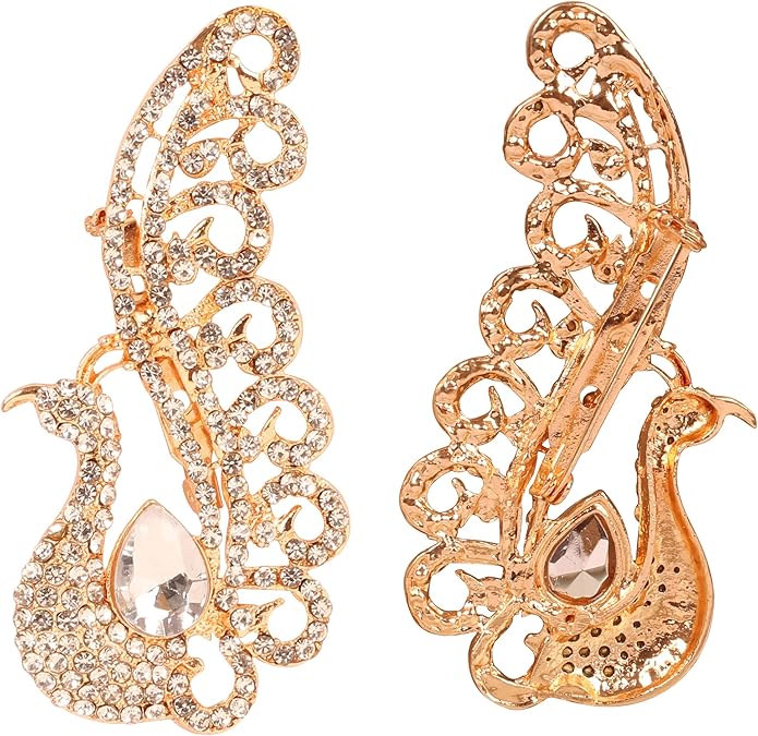 Touchstone Indian Bollywood Handcrafted Designer Jewelry Brooch Lapel Pin in Gold Or Silver Tone for Women.