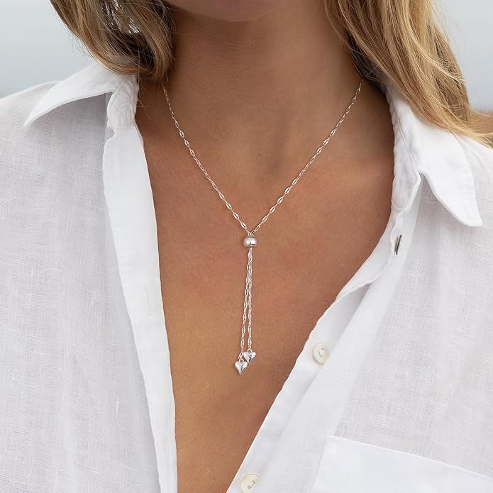 Lariat Necklace for Women, Dainty 14K Gold/Silver Plated Long Necklaces for Women Trendy Simple Layered Y-Shaped Drop Pendant Necklace Adjustable Gold Jewelry Gifts For Her Christmas Stocking Stuffer