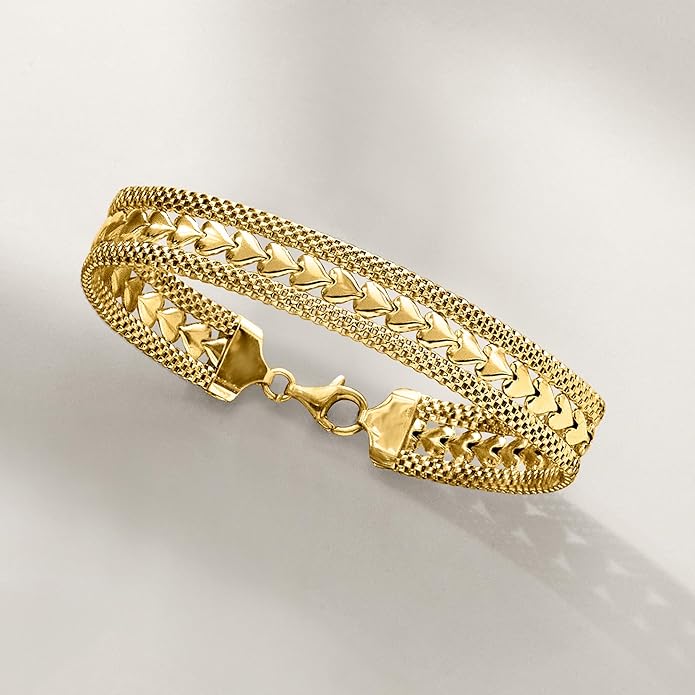 Ross-Simons Italian Silver Heart Motif Bracelet