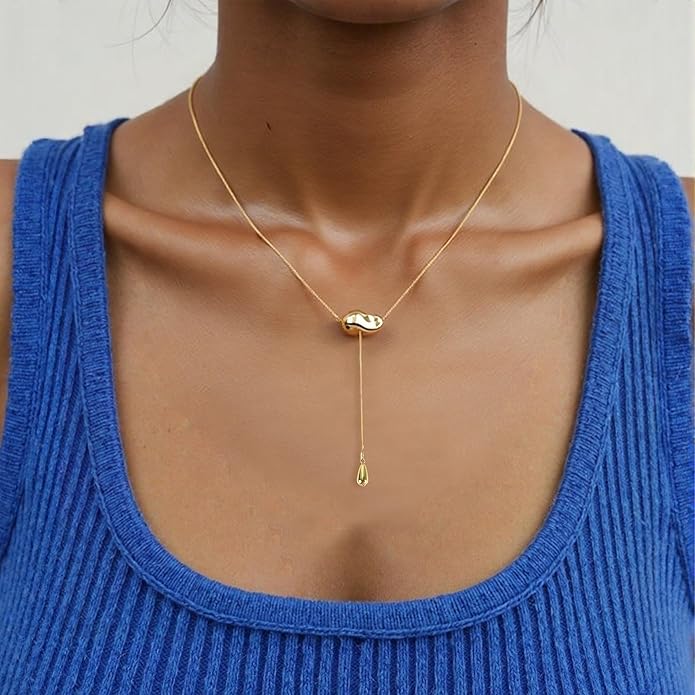Irregular Y2k Long Y-shaped Necklace with Zircon Inlaid Sparkling Brick Tassel Pendant Double-Layer Chain High-end Fashion Accessory Women's