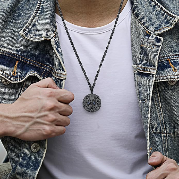 KoyeKei Viking Necklace for Men 925 Sterling Silver Viking Norse Pagan Jewelry Gifts for Women