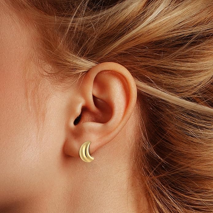 6 Pairs Gold Hoop Earrings for Women, 14K Gold Plated Huggie Hoop Earrings Set Hypoallergenic Lightweight Chunky Open Hoops Jewelry for Gift