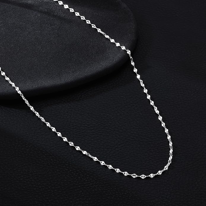 925 Sterling Silver Chain Necklace Link Chain Necklace for Women Simple Dainty 16K Gold Plated Necklace for Women Minimalist Waterproof Silver Necklace Trendy Jewelry Gifts