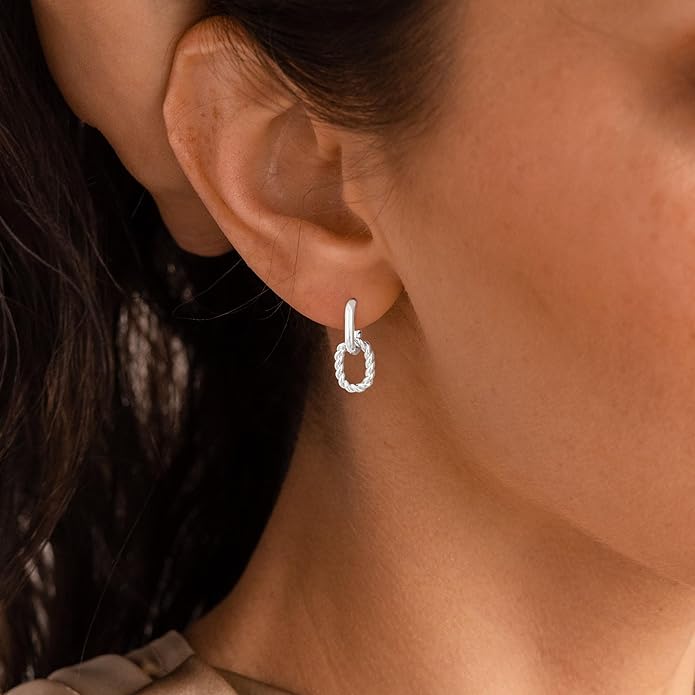 Gold Earrings for Women Trendy, Simple Dainty 14K Gold Plated Paperclip Square Chain Link Dangle Hoops Earrings Pin Stud Huggie Earrings Lightweight Hypoallergenic Minimalist Aesthetic Gold Jewelry for Christmas Gifts