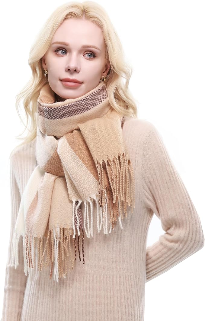 RIIQIICHY Plaid Scarf for Women Fall Winter Pashmina Scarves Wraps for Cold Weather Warm Large
