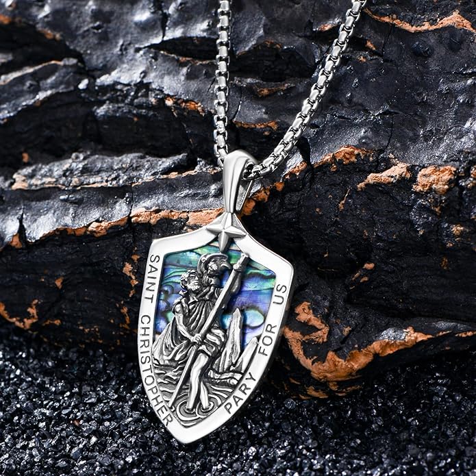 Taioiat Saint Necklace 925 Sterling Silver St Necklace Amulet Pendant Jewelry Religious Gift for Men Women