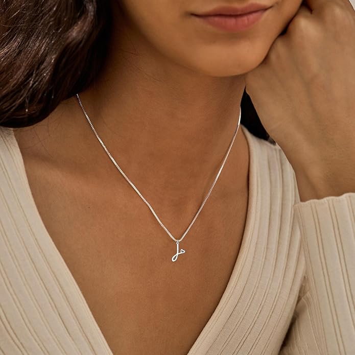 Initial Necklaces for Women Trendy, Dainty Silver Letter Necklace Cute Pendant Choker Name Necklace Personalized Costume Monogram Silver Jewelry Necklace for Women Valentines Gifts