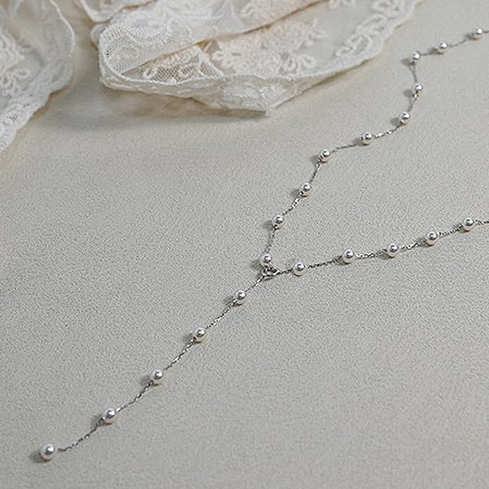 HAXIYA Lariat Gold Necklace for Women Dainty Long Necklace 14k Gold Plated/Silver Y-Shaped Pendant Drop Chain Trendy Layered Pearl/Beaded/CZ Necklaces Simple Gold Jewelry For Women Gift