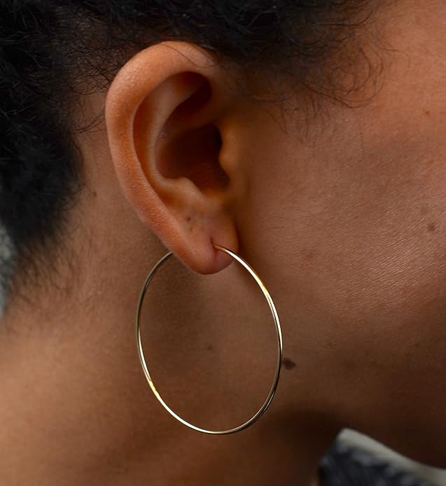14k Gold Endless Hoop Earrings, 1.25mm Thick Tube
