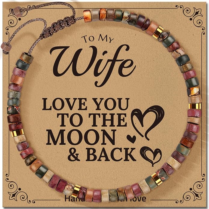 30th 40th 50th 60th 70th 80th Birthday Gifts for Women, Natural Stone Bracelet Birthday Gifts for Mom Daughter Grandma Sister Friends Coworker